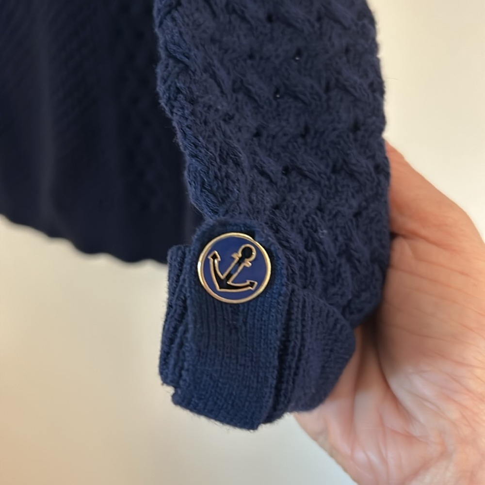 Lilly Pulitzer Navy Blue Open Knit Crewneck Sweater - Picture 9 of 14